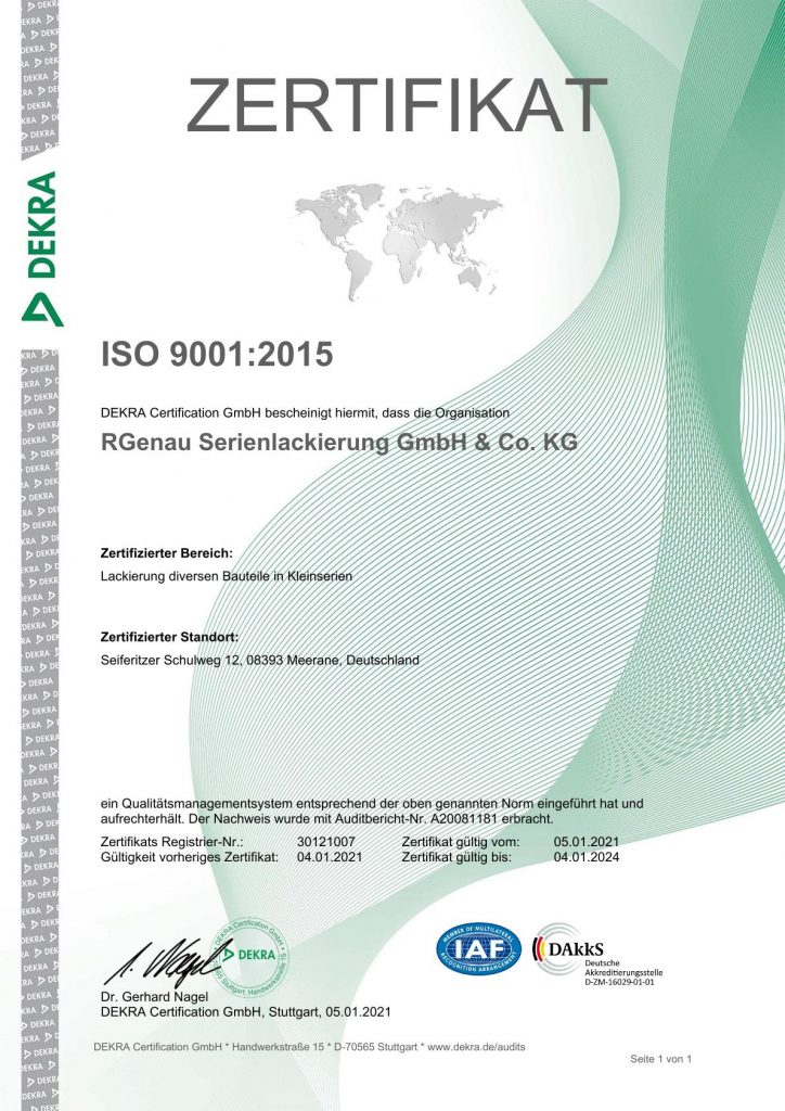 Unser ISO 9001:2015 Zertifikat